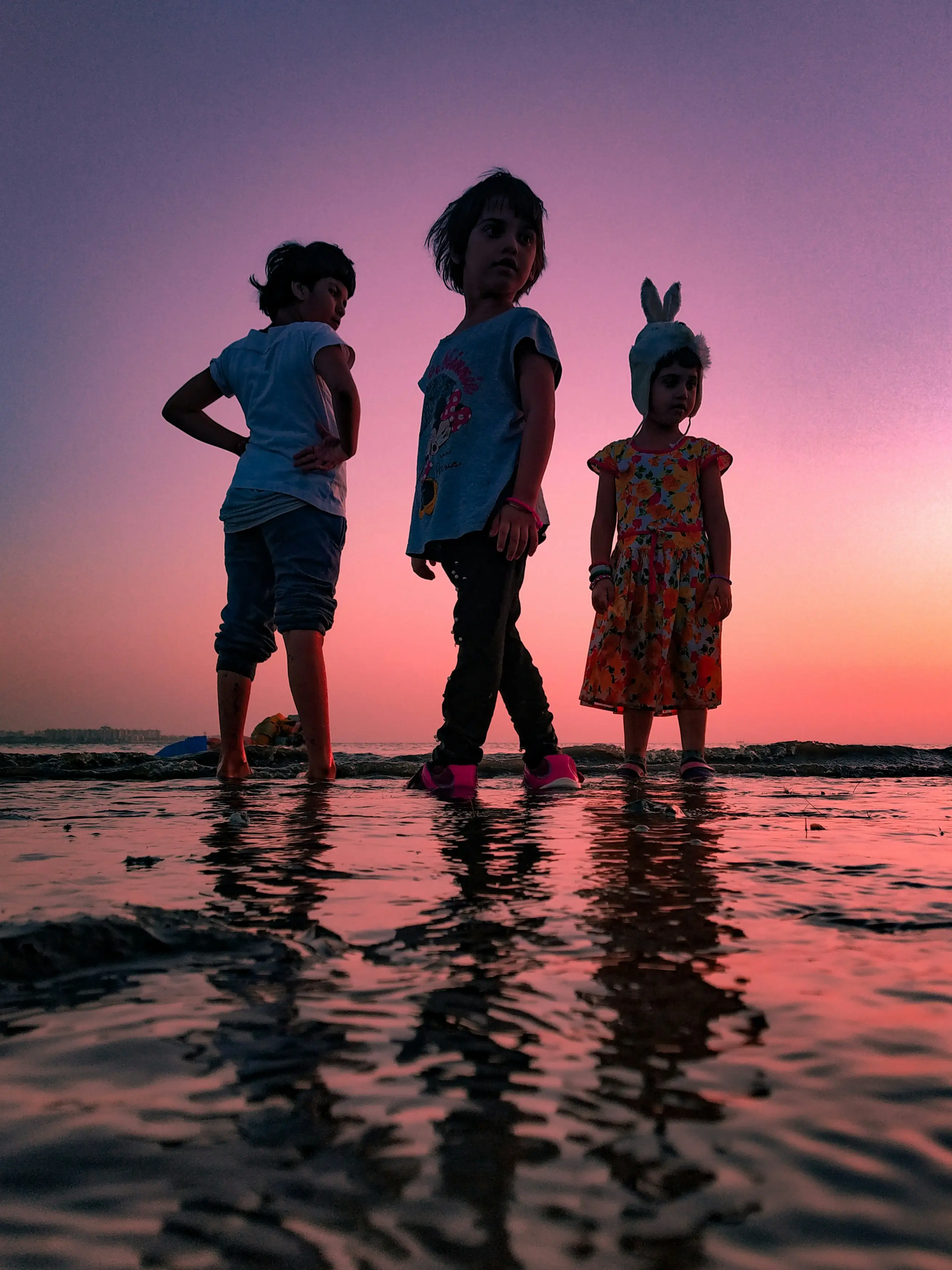 Children at sunset