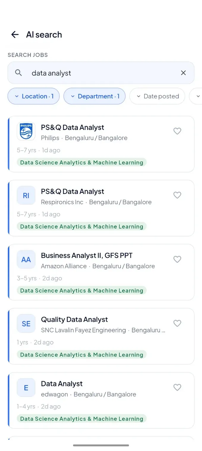 AI job search screen