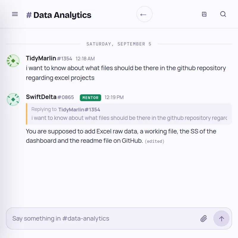 Data Analytics room: a mentor lists what goes into a GitHub repository for Excel projects