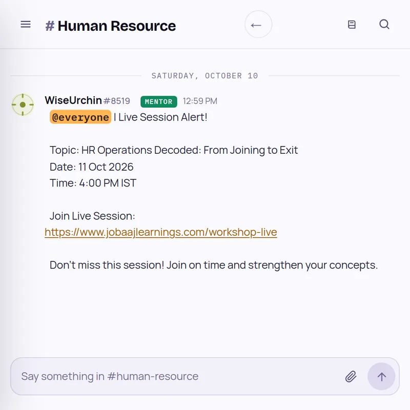 Human Resource room: live session alert for HR Operations Decoded: From Joining to Exit