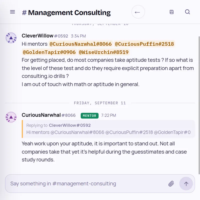 Management Consulting room: a mentor answers whether consulting firms run aptitude tests